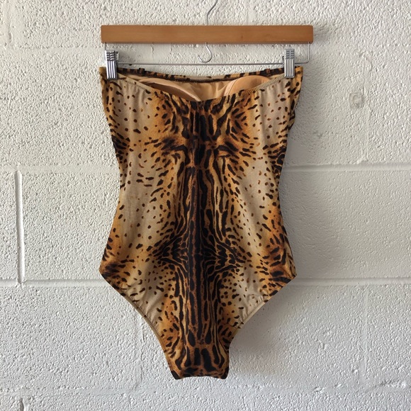 Pilpel cheetah strapless one piece swimsuit sz: 12 - Picture 6 of 8